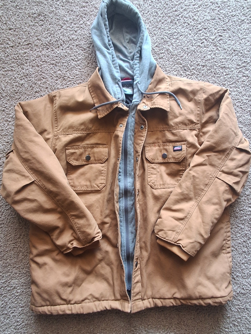 Men's Dickies Hooded Work Jacket in Caramel Brown